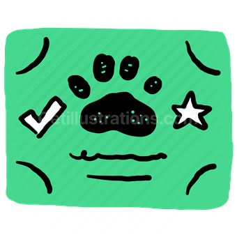 certificate, paw, print, diploma, star, checkmark